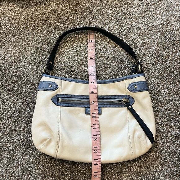 Vintage Coach Daisy Spectator Leather Shoulder/ Handbag Parchment/ Slate Blue - Picture 16 of 16